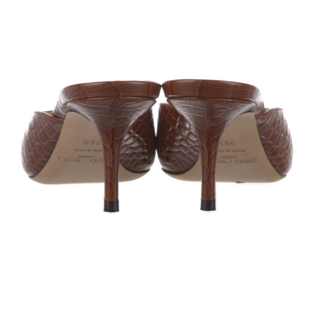 Jimmy Choo Brown Croc-Embossed Mules 35.5 - Picture 3 of 4